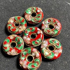 Vintage Cloisonné: 16mm Donut bead (7)